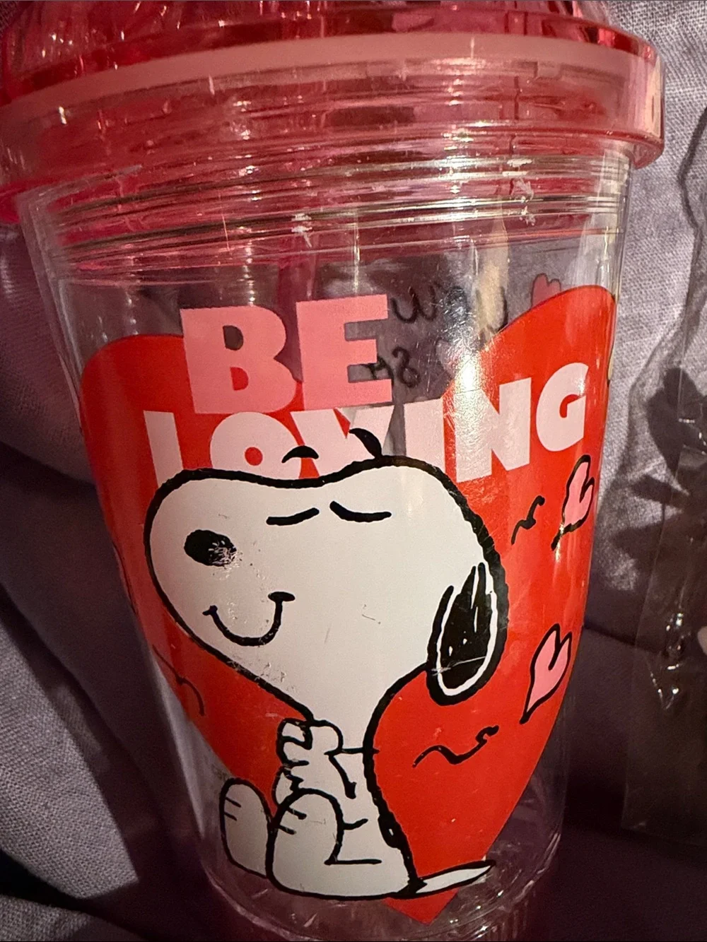 Light up Snoopy cup, and Snoopy keychain